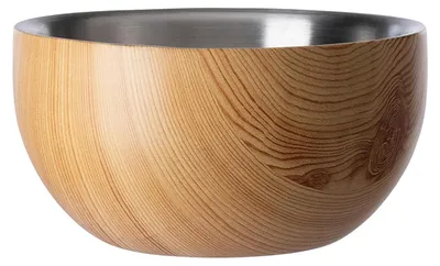 Produktbild von FINK Schale TIMBER - Snackschale aus Edelstahl in Holzoptik, doppelwandig, braun, silberfarben, Ø 15 cm, H 8 cm, Dips