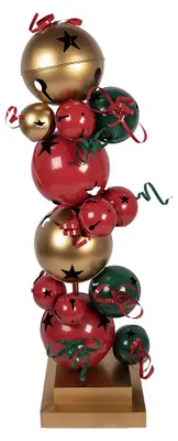 Zdjęcie produktu dla Clayre & Eef Dekoracja świąteczna Figura 43x40x150 cm Czerwony Zielony Metal