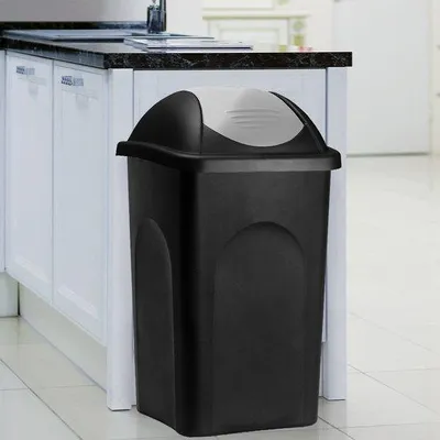 Produktbild von Kunststoff-Müllbehälter 60L schwarz-silber für Küche