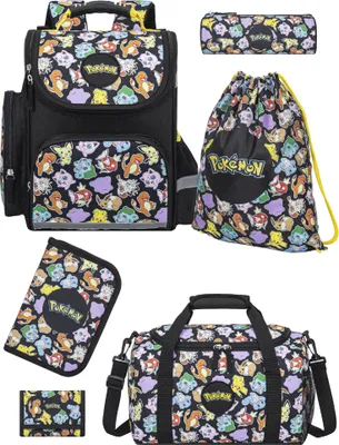 Produktbild von POKEMON Ranzen-Set 6-teilig Pikatchu & Friends Schulranzen-Set mit Federmäppchen und Sporttasche