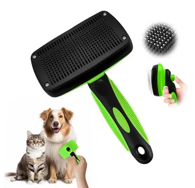 Immagine prodotto di Spazzola per cani e gatti, autopulente, verde