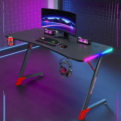 Image de Gaming Table Table d'ordinateur Gaming Bureau RGB Gaming Table Gamer PC Table 100*60*74cm NoirNoir 【D2209-100HT】