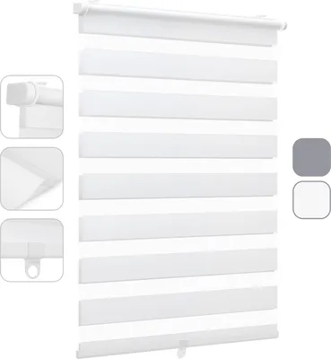 Produktbild von Doppelrollo schnurlos Duo Rollo Klemmfix Rollos für Fenster ohne Bohren & zum Bohren Faltrollo 105x150cm Weiß