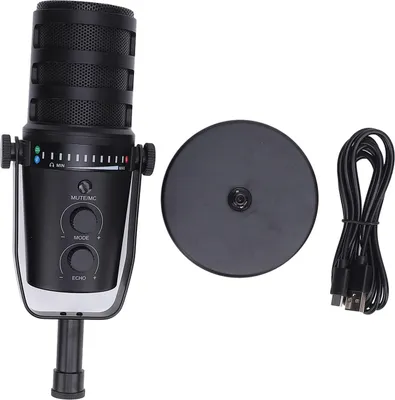Obrázek produktu pro Dynamický, kabelový, profesionální mikrofon USB-XLR s kardioidní charakteristikou a stojanem pro živé nahrávky a karaoke