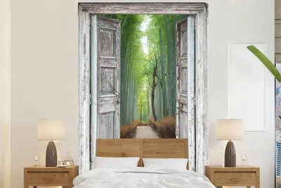 Produktbild von MuchoWow® Fototapete für Wohnzimmer oder Schlafzimmer Wandtapete Vinyl Motivtapete Bambus - Japan - Aussicht - Wald - 155x240 cm - Tapete
