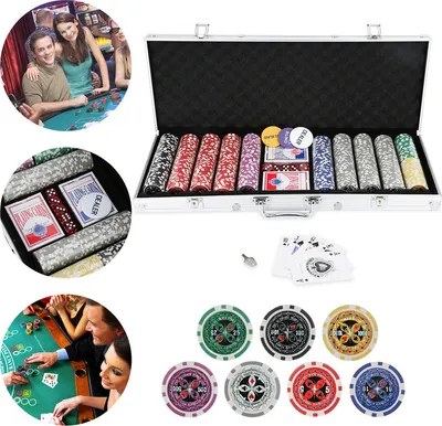 Obrázek produktu pro Jayseuw Poker case Pokerset 500 Pokerové žetony Poker Set Pokerspiel Pokerspiel Silber