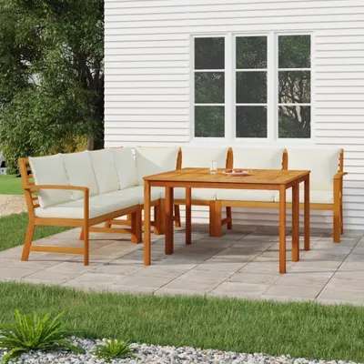 Produktbild von Möbel 7-tlg. Garten-Essgruppe mit Kissen Massivholz Akazie - Balkonmöbel 3154970