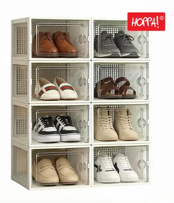 Produktbild von Hoppa! | Schuhkartons Set von 8 | Für Schuhe bis Größe 42 | Transparent Weiß