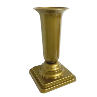 Produktbild von Grabvase Gold Grabschmuck Kunststoff Friedhofsvase mit Sockel Friedhof Blumenvase Grabdekoration Grab Vase Grabsteckvase