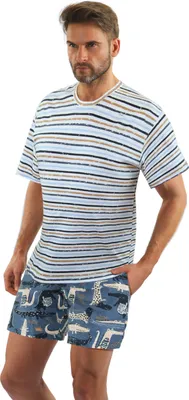 Produktbild von Sesto Senso Schlafanzug Herren Pyjama Baumwolle Kurzarm + Pyjamahose Nachtanzug -  2521/14 - L