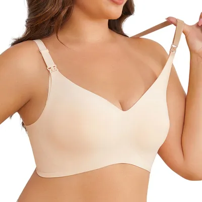 Produktbild von YALION 1 per  Nahtloser Still-BH Damen ohne Bügel | Schwangerschafts- & Still-Schlaf-Bustier aus weichem, elastischem Material | Cremeweiß, Größe E