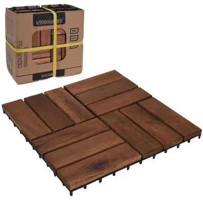 Produktbild von ProGarden Balkonfliesen Terrassenfliesen BODENBELAG aus AKAZIENHOLZ 30 x 30 cm 9 Stück