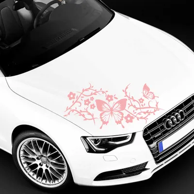 Produktbild von Aufkleber - Autoaufkleber "Butterfly Rankelement" 40cm x 18cm hellrosa - Tuning Carystyling Heckscheibe Auto