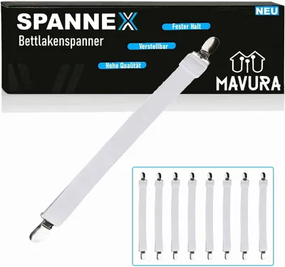Produktbild von SPANNEX verstellbare Bettlakenspanner Betttuchspanner Lakenspanner bis200cm 8er weiß - Schwarz
