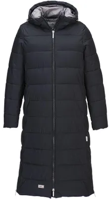 Produktbild von Blue Wave Damen Steppmantel Kaike mit verstellbarer Kapuze - Lange Steppjacke mit Innenfutter in Schwarz Größe 46