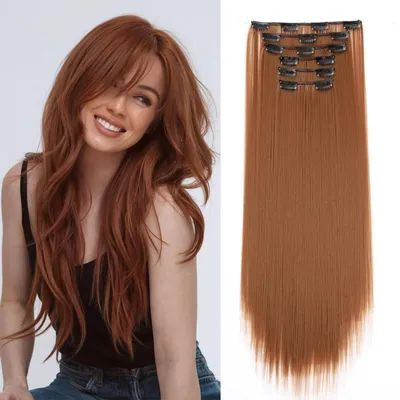 Immagine prodotto di Estensioni per capelli a clip, lisce, 6 pezzi, 65 cm, colore castano chiaro