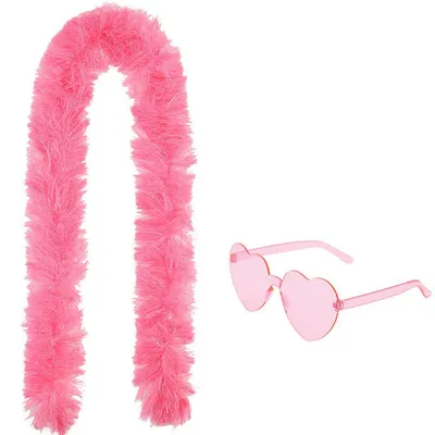 Federboa mit Herzbrille, 1,5 m, rosa, für Party & Karneval