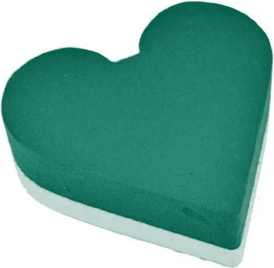 Produktbild von OASIS® Nass Steckschwamm Herz OFELIO, Hochzeitsdeko, Polystyrol Hartschwammboden, grün, 25x25x6cm - Nasssteckschaum