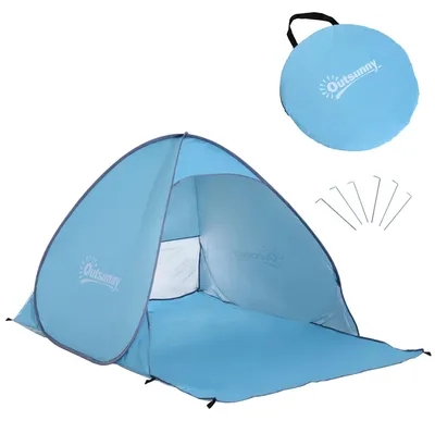 Produktbild von Pop-up Strandzelt - Schnell aufzubauen - Canvas - Belüftungsfenster - 200x150x119 cm - 6 Heringe - Armeegrün