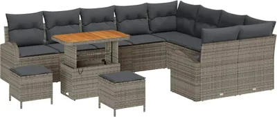 Immagine prodotto di vidaXL Set di divani da giardino con cuscini 12 pezzi Grigio poli rattan