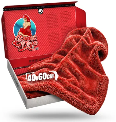 Produktbild von Nuke Guys Gamma Dryer L | Ultra saugstarkes Trockentuch 1400 GSM in Rot 40x60cm | Fusselfrei, abgerundete sanfte Fasern, kratzerfrei, groß | Premium Mikrofasertuch für Auto Motorrad Fahrrad
