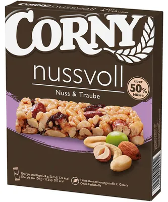 Obrázek produktu pro Ořechové tyčinky s oříšky a hrozny 4x24g 96g