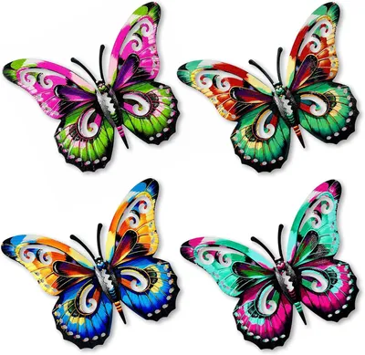 Imagen del producto de Decoración para jardín con forma de mariposa metálica, resistente a la intemperie, disponible en varios colores, para uso en exteriores