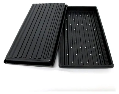 Produktbild von Anzuchtschalen für Mikrogreens (10 Stück), 25,4 x 50,8 cm, Flachschalen für Mikrogrünen und Weizengras, 5 Schalen mit Löchern und 5 Schalen ohne Löcher