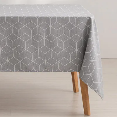 Tischdecke, fleckabweisend, geometrisch, 140 x 180 cm, grau