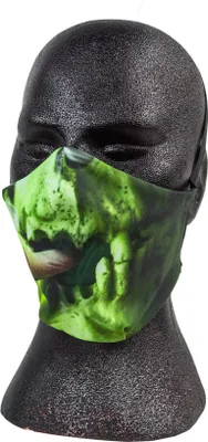 Produktbild von PSYWORK Schwarzlicht Behelfsmaske Neon "Smoking Skull Green", Gr. S