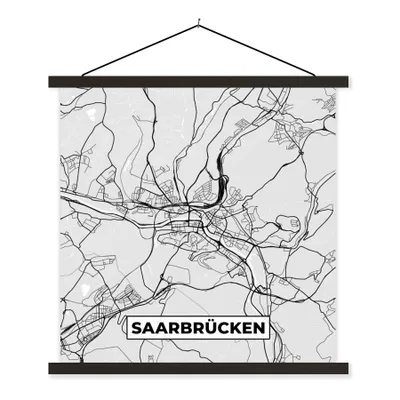 Produktbild von MuchoWow® Textilposter Karte - Saarrücken - Deutschland - Stadtplan 40x40 cm mit schwarzem Rahmen - Fotos