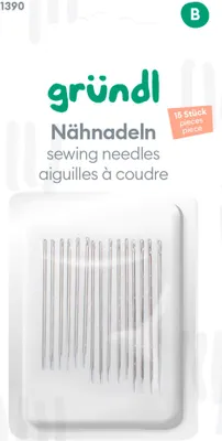 Produktbild von Nähnadeln sortiert, 15 Stück aus beschichtetem Kohlenstoffstahl, 6x35 mm, 4x43 mm, 5x37 mm
