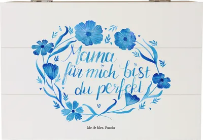 Produktbild von Mr. & Mrs. Panda Geschenkbox Mama du bist perfekt 22 x 15 cm - Geschenk, geschenkkiste, schatztruhe, Mutter, fotobox, Dekoration, Eltern, Truhe, Muttertag, Mutti