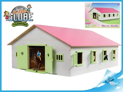 Produktbild von Kids Globe Pferdestall mit 7 Boxen 1:24 rosa 610189