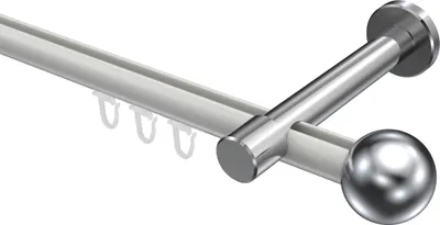 Produktbild von Interdeco Innenlaufstange / Gardinenstange mit Innenlauf Weiß / Chrom, Typ Prestige Luino (Kugel), 20 mm Ø 1-läufig, 520 cm