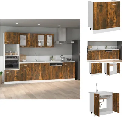 Produktbild von vidaXL Spülenunterschrank Räuchereiche 80x46x81,5 cm Holzwerkstoff -  Küchenschränke