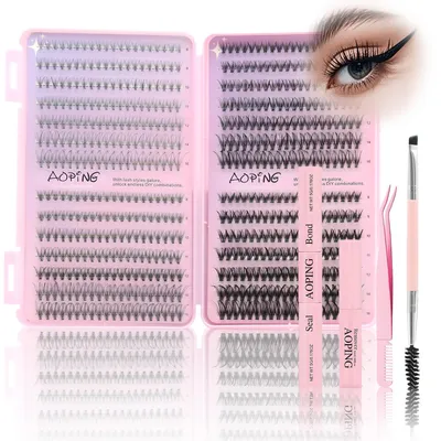Productafbeelding van Wimperset met 560 stuks, doe-het-zelf kunstwimpers, 10D-40D, inclusief lijm en pincet
