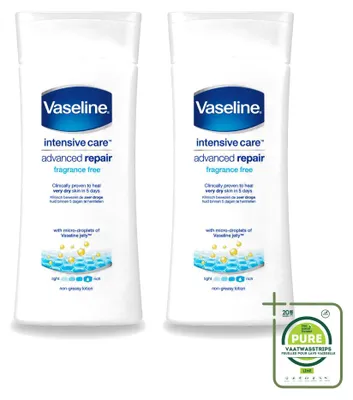 Image de 2 x Lotion pour le corps réparatrice intensive Vaseline – Régénération et hydratation – 200 ml - Lot de 2