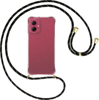 Produktbild von Handykette Backcover-Schutzhülle mit Band (Metall goldfarben) für Motorola Moto G55 5G - schwarz/gold