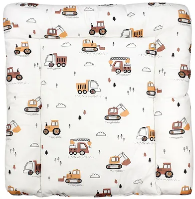 Produktbild von TupTam Baby Wickeltischauflage mit Baumwollbezug Gemustert, Farbe: Baufahrzeuge / Bagger / Beige, Größe: 70 x 60 cm