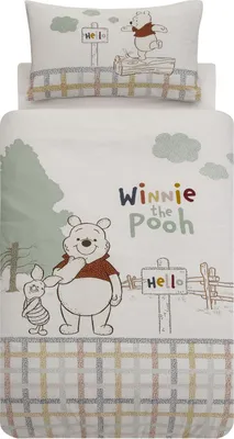 Zdjęcie produktu dla Disney Home Kubuś Puchatek, komplet pościeli dla niemowląt, 100% bawełna organiczna, 100x135 cm, poszewki na poduszki, 40x60 cm