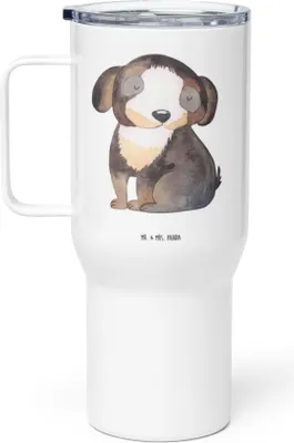 Produktbild von Mr. & Mrs. Panda Thermobecher Hund Entspannen - Weiß - Geschenk, Kaffee-Thermobecher, Süß, Kaffee-to-go-Becher, Niedlich, Sprüche, thermosbecher, Liebe, Entspannt