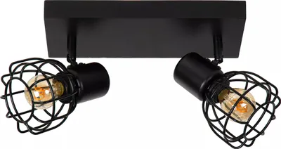 Image de Plafonnier FILOX noir 2xE27x40W en métal, dimensions : 17x27x10 cm, IP20, Lucide