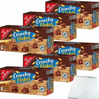 Produktbild von Gut & Günstig Crunchy Flakes knusprige Pralinen mit Vollmilchschokolade 6er Pack (6x250g Packung) + usy Block