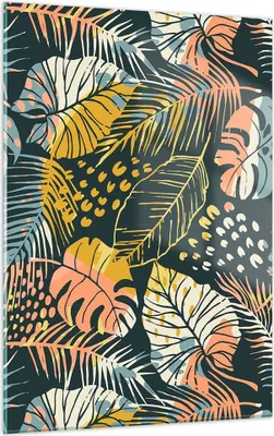 Produktbild von Bilder auf glas - Einteilig - Blätter modern bunt - 50x70cm - Glasbilder - Wandbilder - Bilder - zum Aufhängen bereit - Wanddekoration aus Glas - Glas Bilder - Wandbild auf Glas - GPA50x70-4630