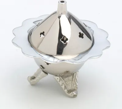 Produktbild von Räucherschale, Räuchergefäß "Blume" Messing vernickelt Silber Ø 9 cm für Räucherkohle