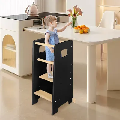 Produktbild von Lernturm aus Holz,Learning Tower,Kippschutz Kindermöbel für Kinder,Montessori Küchenhelfer Stehhilfe Tritthocker für Küche/Arbeitsplatte 90x42x40cm