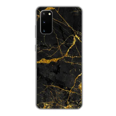 Produktbild von MuchoWow® Handyhülle Schutzhülle Hülle für Samsung Galaxy S20 Marmor - Gold - Schwarz - Marmoroptik - Luxus - Glitzer Silikon Softcase Handy Hülle - Bild