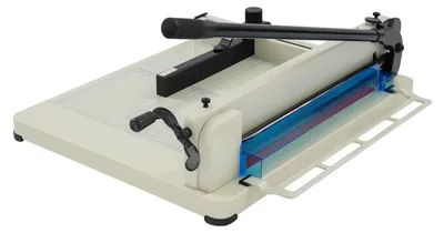Immagine prodotto di Taglierina per carta ad alta capacità - Modello manuale con leva - Larghezza di taglio: 440 mm - Capacità: fino a 400 fogli - Guida regolabile - Struttura in acciaio - Colore: bianco