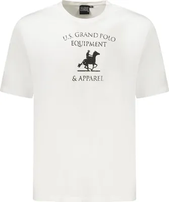 Immagine prodotto di T-shirt da uomo a maniche corte bianca con scollo rotondo e stampa del logo